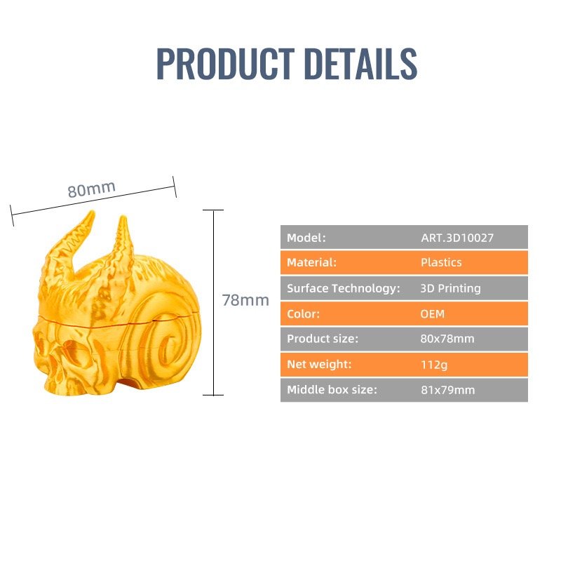 3d skull demon grinder 3d pint cool metal herb grinder