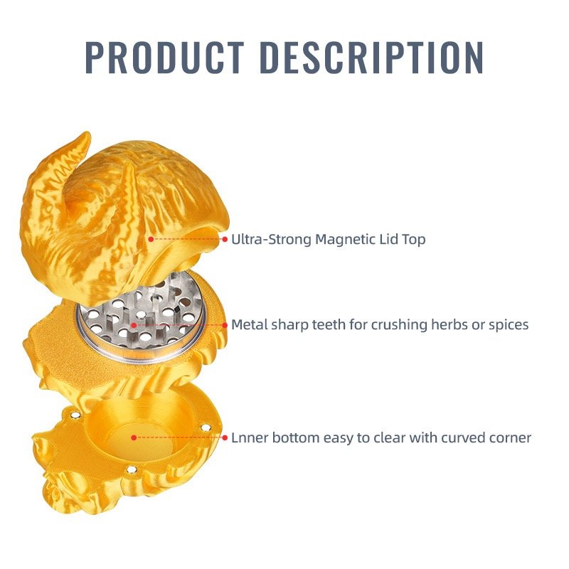 3d skull demon grinder 3d pint cool metal herb grinder