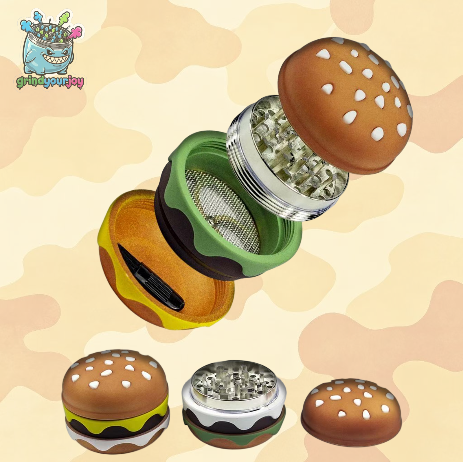 cute burger grinder choose your fav flavor novelty burger crusher herb grinder