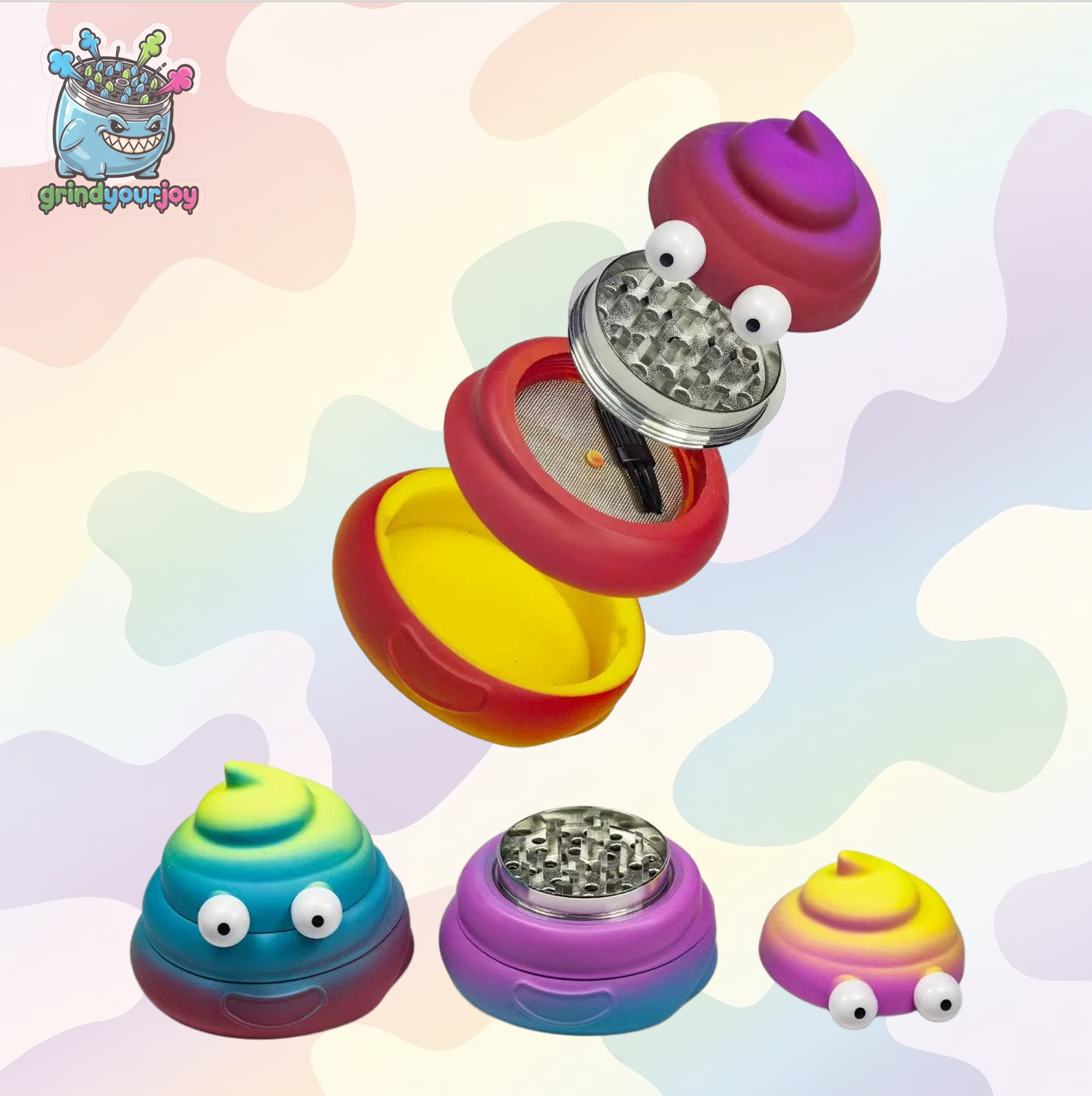 rainbow poop emoji grinder 6 colors novelty herb grinder