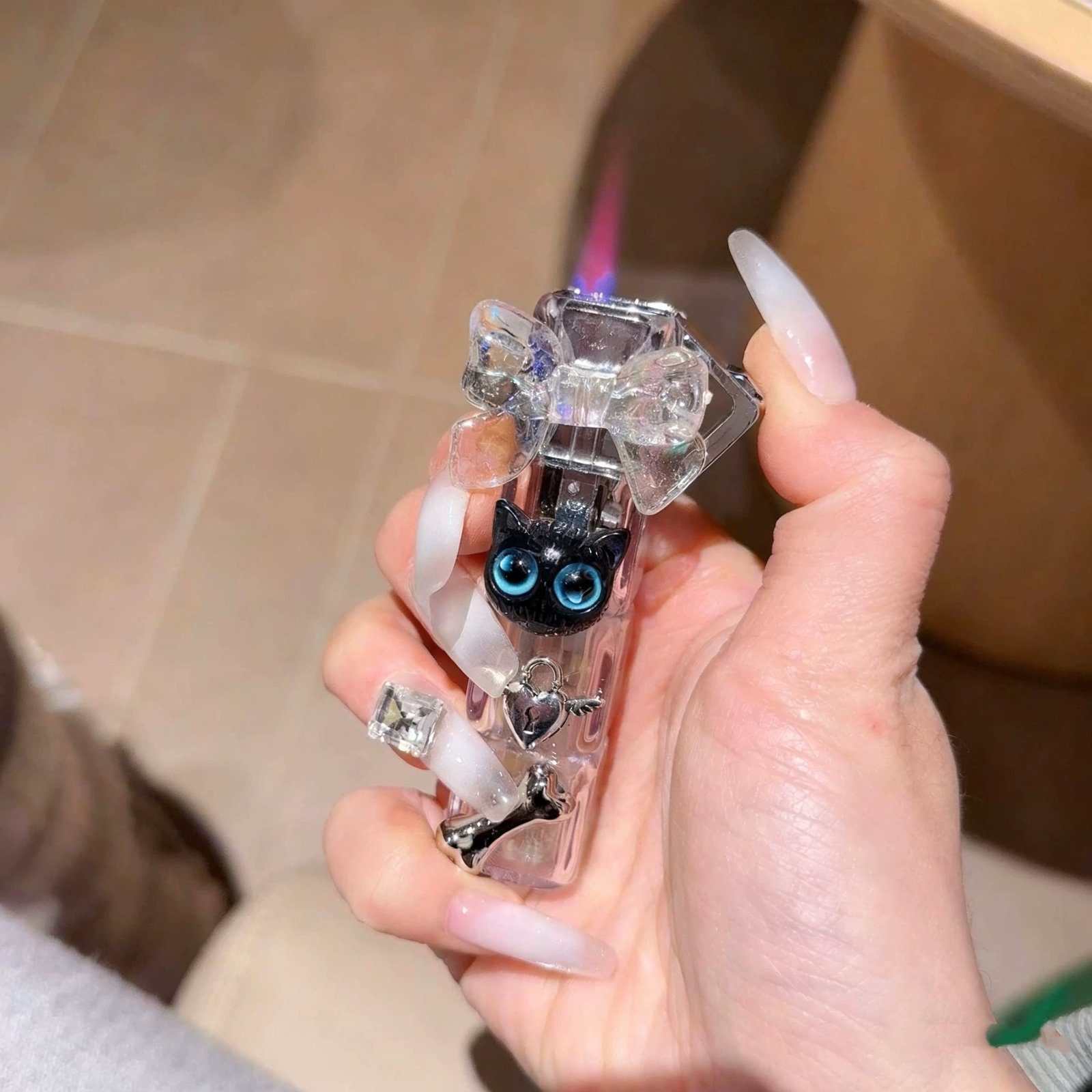 rotating kitten lighter handmade