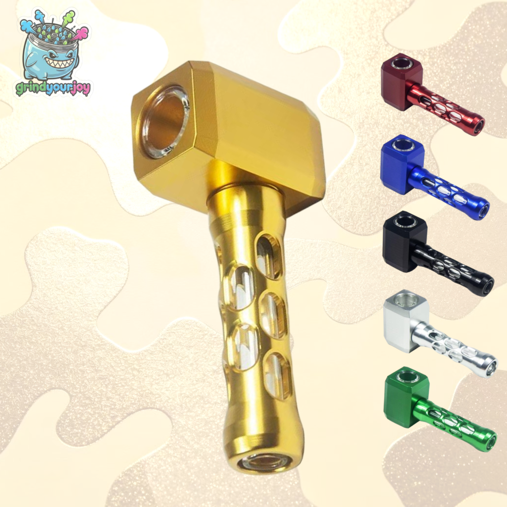 Premium Hammer Style Pipe - Aluminium Alloy Texture With Glass Bowl